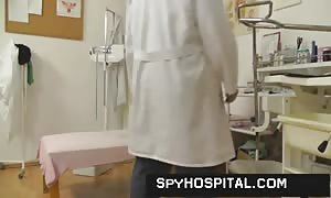 Sporty blonde caught on hidden web cam in a hospital