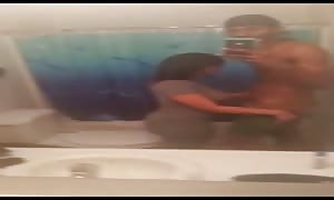 Indian Desi looking screwing giant ebony
 manhood in the restroom