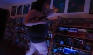 Curvy dancing in new easy short dress before the club