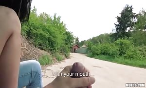Awesome-looking teen honey bangs
 and swallows on camera