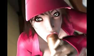 Super manga 3D (2) three-way with pizza delivery woman