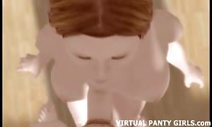 3d red head mother I would like to fuck on her knees deep-throating boner