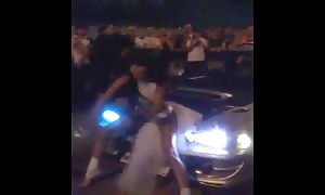 professional Russian stripper is posing at the street racing wrestle